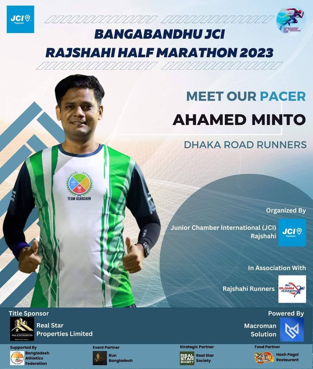 Bangabandhu JCI Rajshahi Half Marathon 2023 (Pacer 21k)